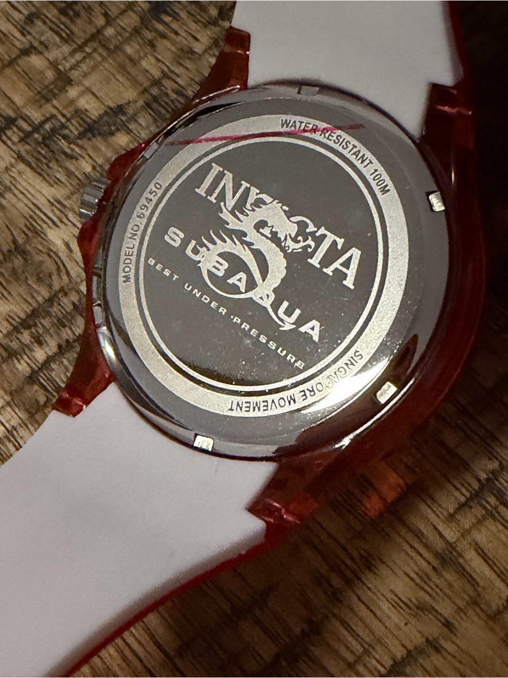 NEW Invicta Subaqua 69450 Red Translucent Dive Watch 44mm NIB - Picture 4 of 6